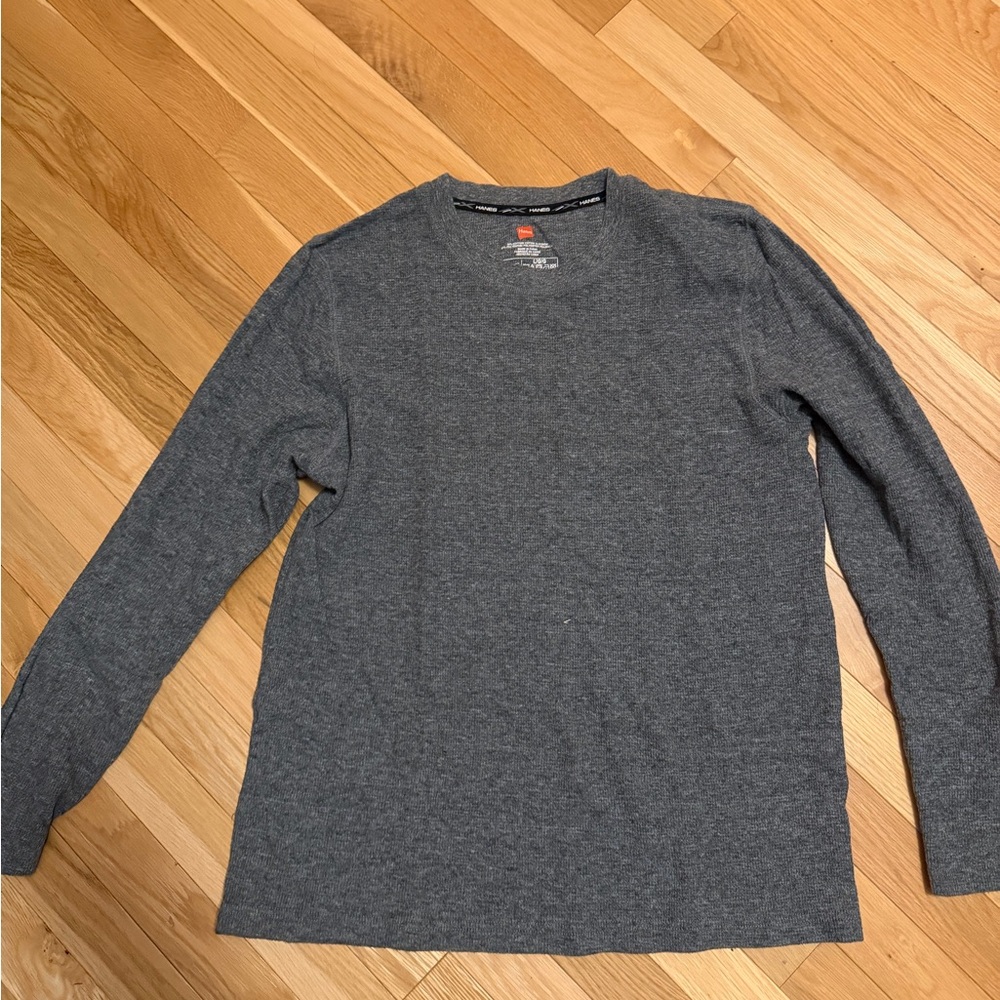 Hanes Charcoal Long Sleeve Men's Tee
